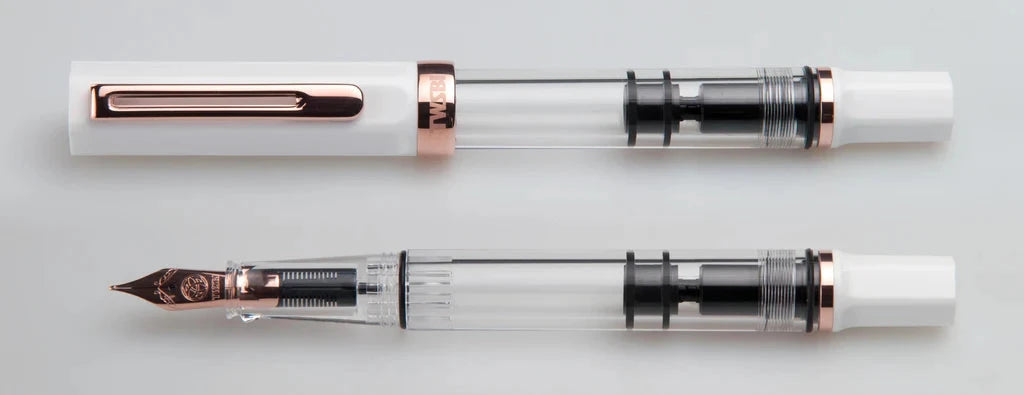 Twsbi Eco Fountain Pen - Limited Edition White with Rose Gold Writing & Coloring Twsbi 