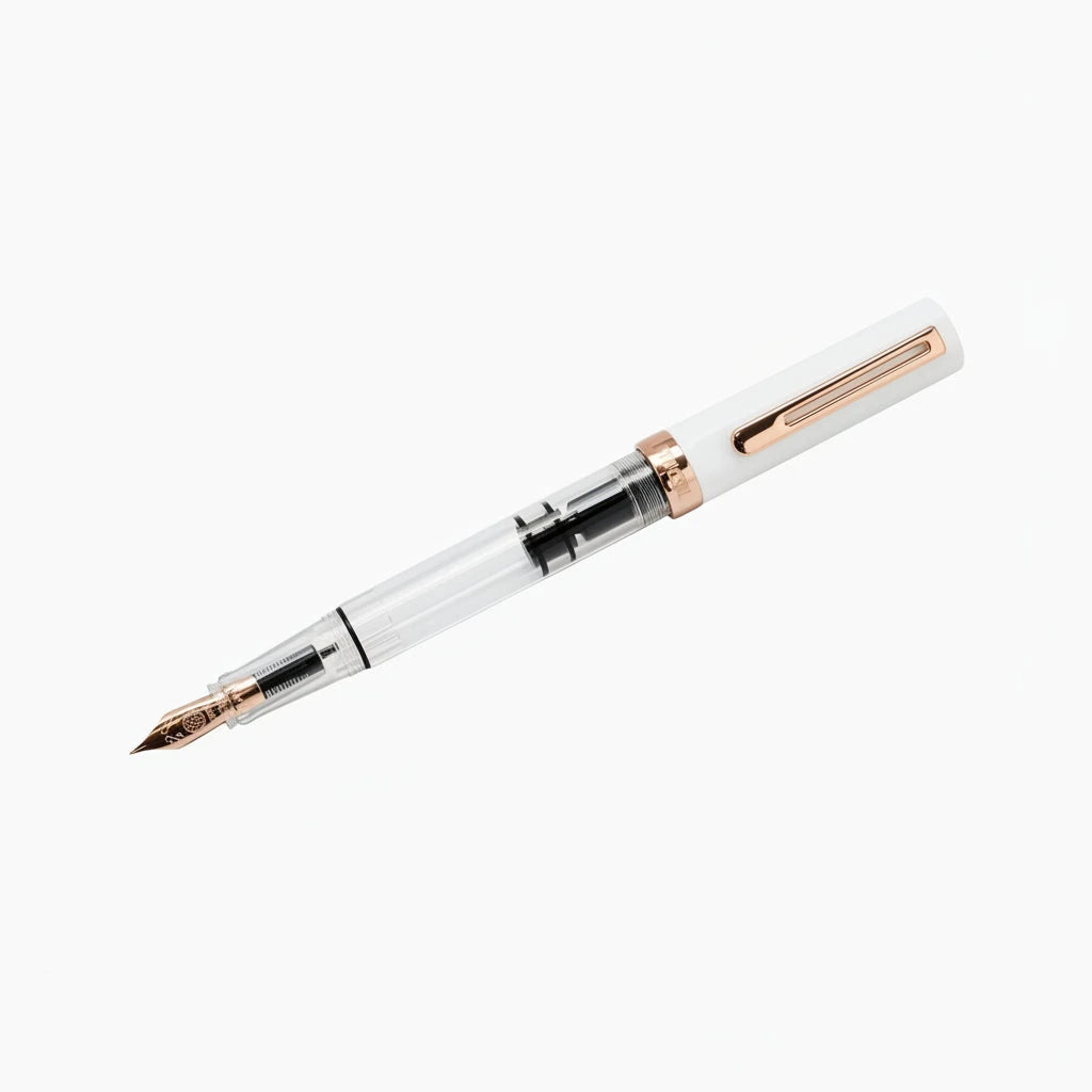 Twsbi Eco Fountain Pen - Limited Edition White with Rose Gold Writing & Coloring Twsbi Extra Fine 