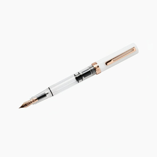 Twsbi Eco Fountain Pen - Limited Edition White with Rose Gold Writing & Coloring Twsbi Extra Fine 