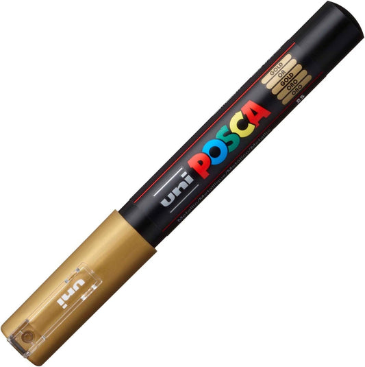 Uni Posca Paint Pen, 1M Gold Tip 0.7mm Writing & Coloring Posca 