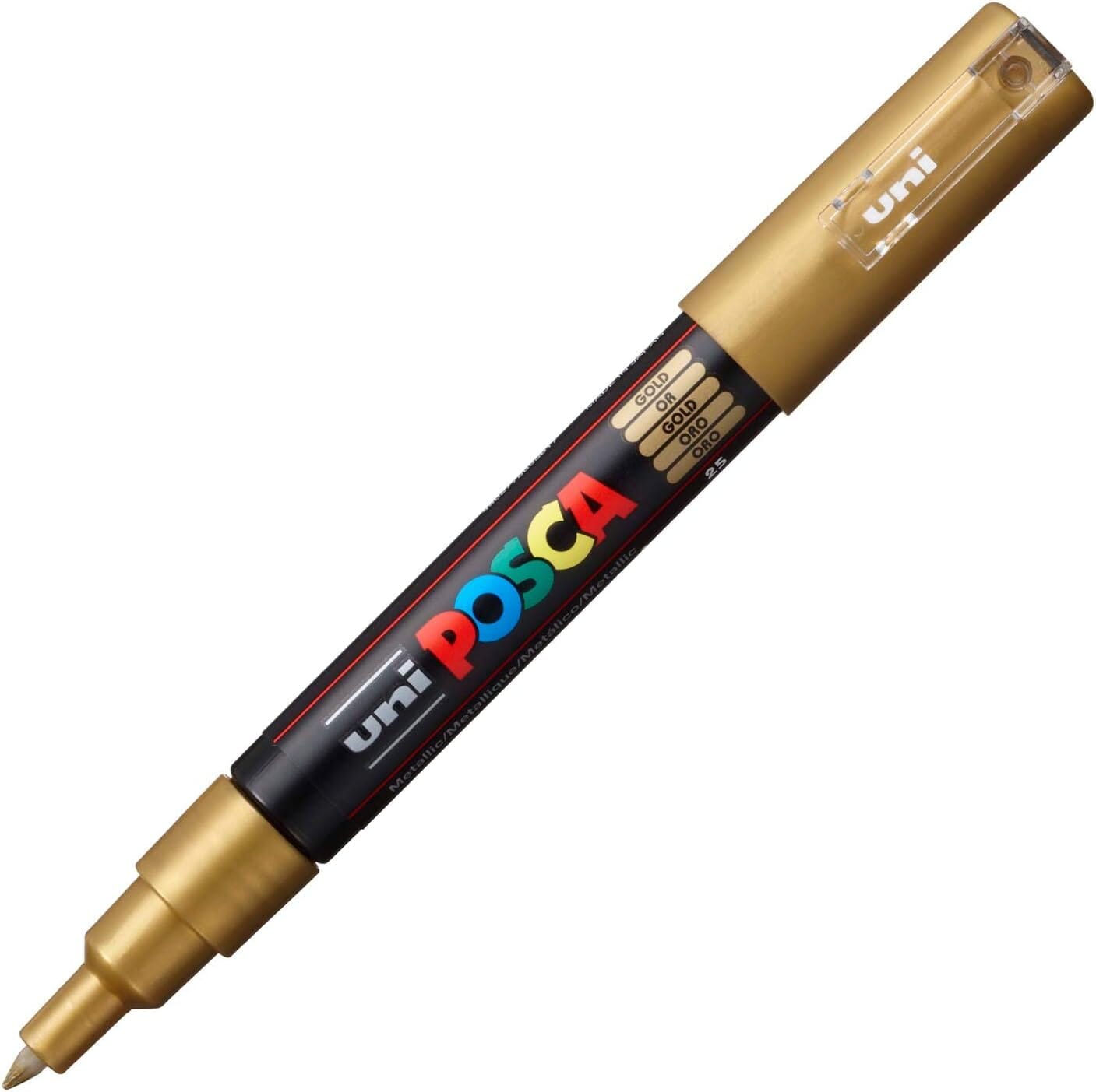 Uni Posca Paint Pen, 1M Gold Tip 0.7mm Writing & Coloring Posca 
