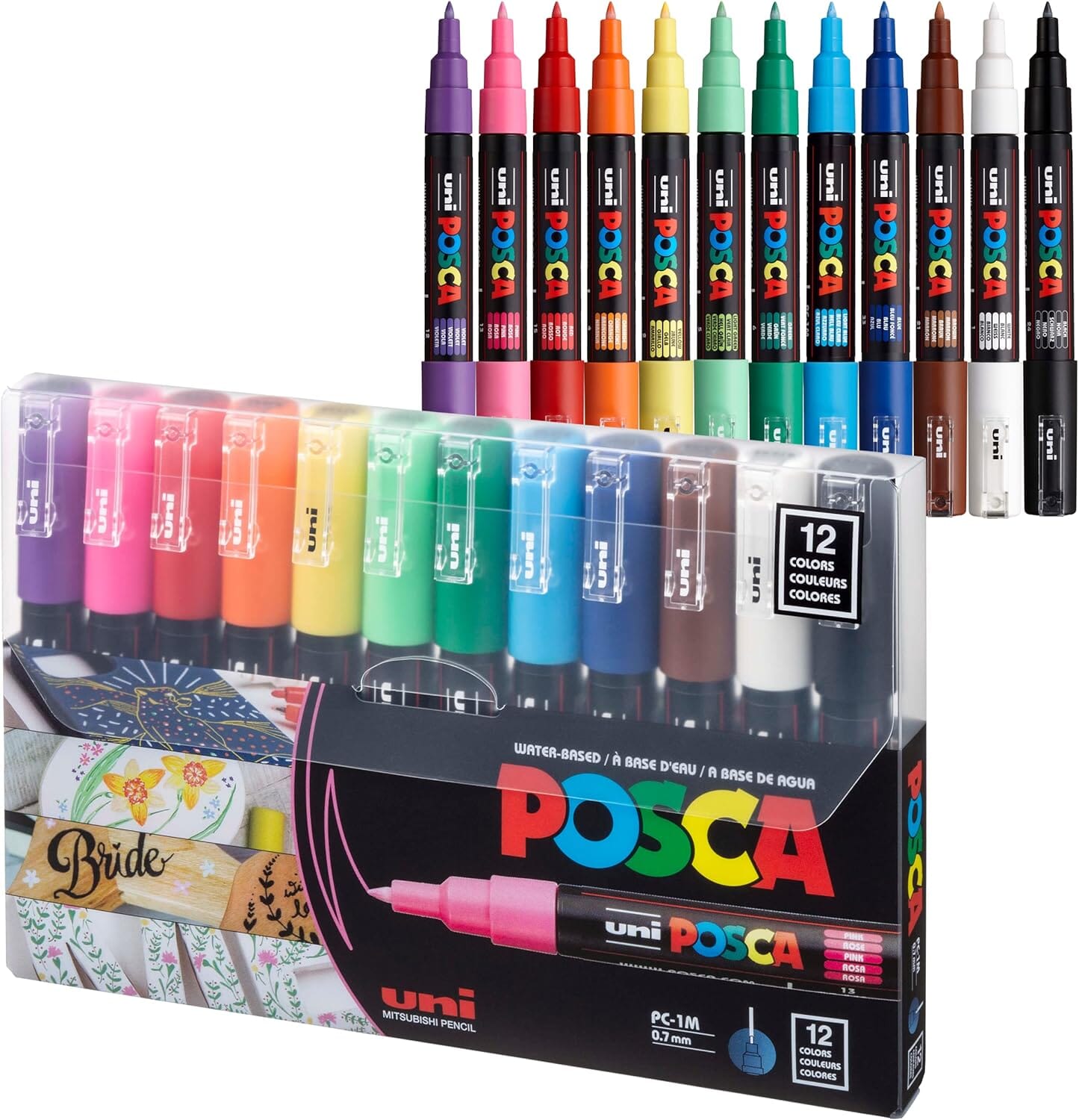 Uni Posca Extra Fine Marker 0.7mm Set, 12pk Writing & Coloring Posca 