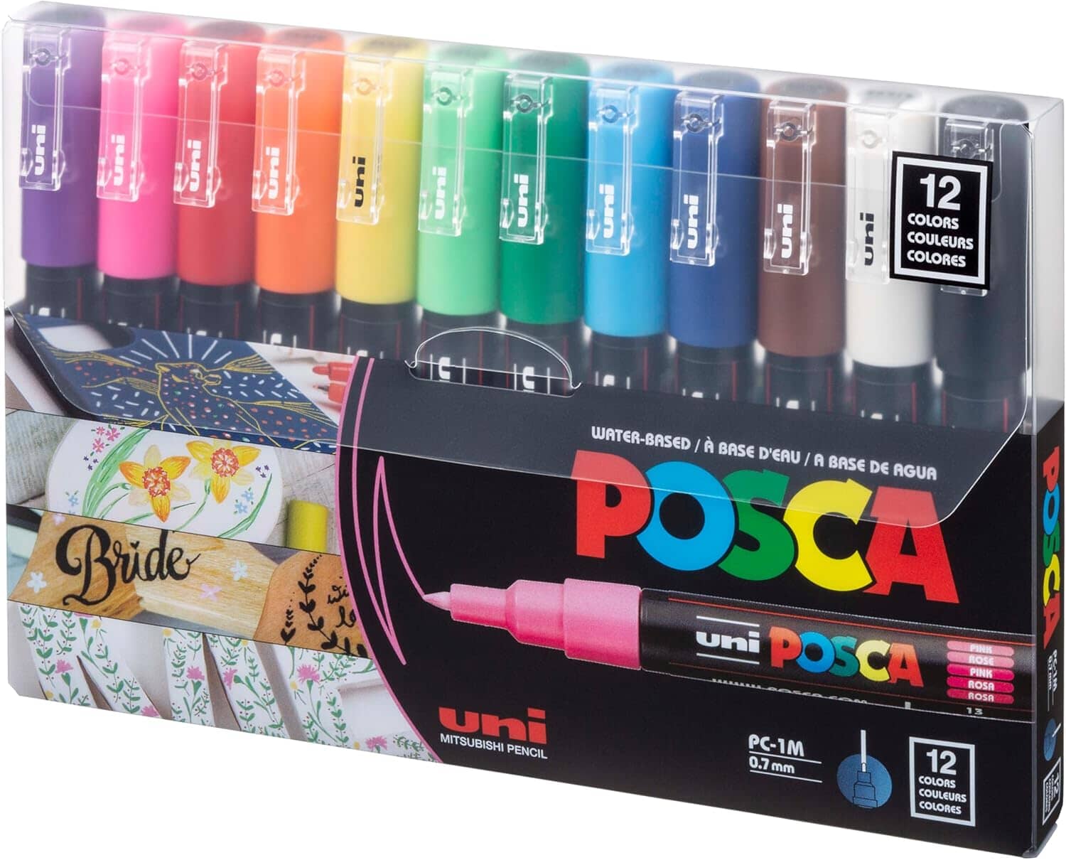 Uni Posca Extra Fine Marker 0.7mm Set, 12pk Writing & Coloring Posca 