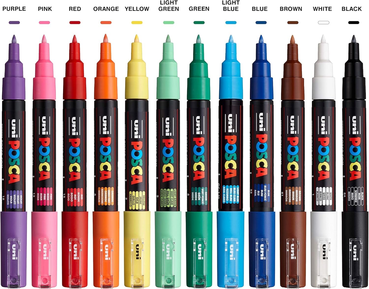 Uni Posca Extra Fine Marker 0.7mm Set, 12pk Writing & Coloring Posca 