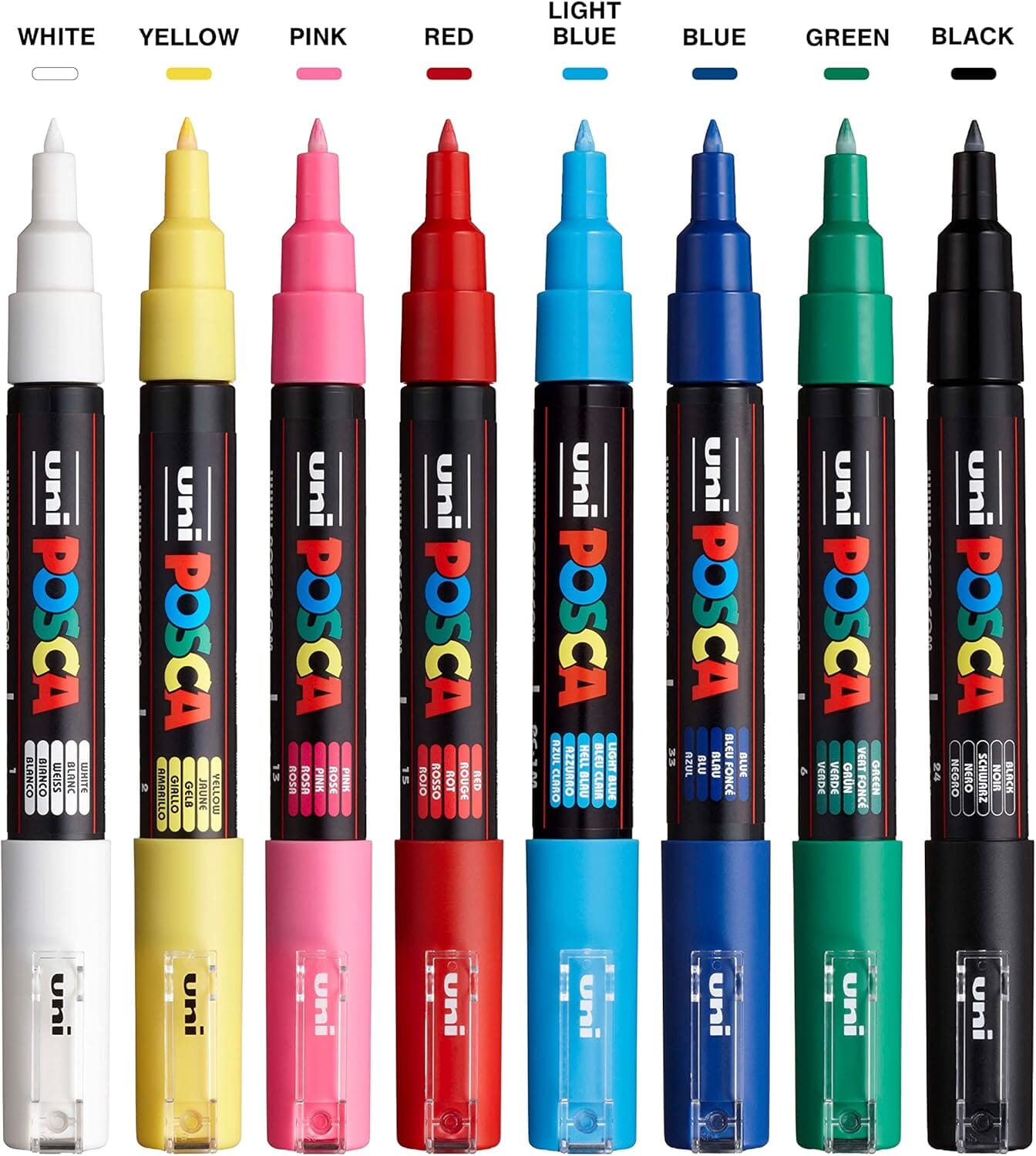 Uni Posca Ultra Fine Marker 0.7mm Set, 8pk Writing & Coloring Posca 