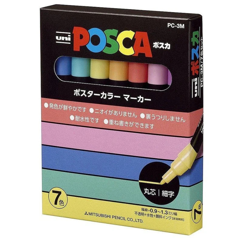 Uni Posca Pastel Marker Set, 7pk Writing & Coloring Posca 