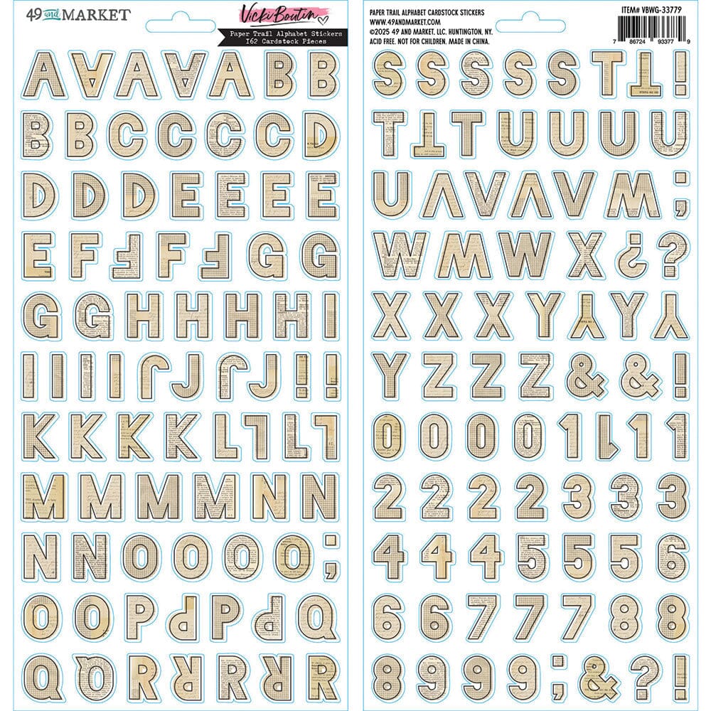 49 and Market Paper Trail Alphabet Cardstock Sticker Surfaces 49 and Market 