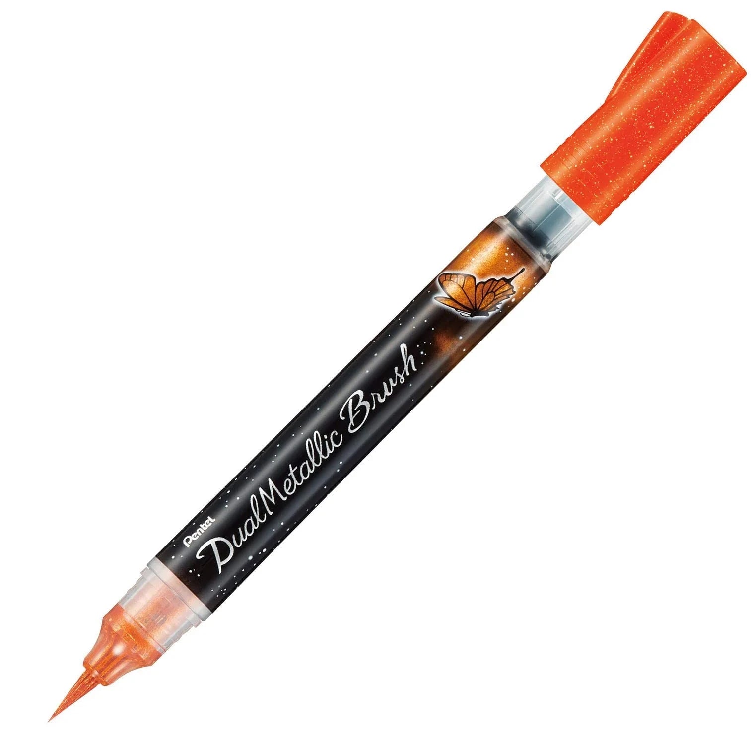 Pentel Dual Metallic Brush Pen Writing & Coloring Pentel Orange and Metallic Yellow 