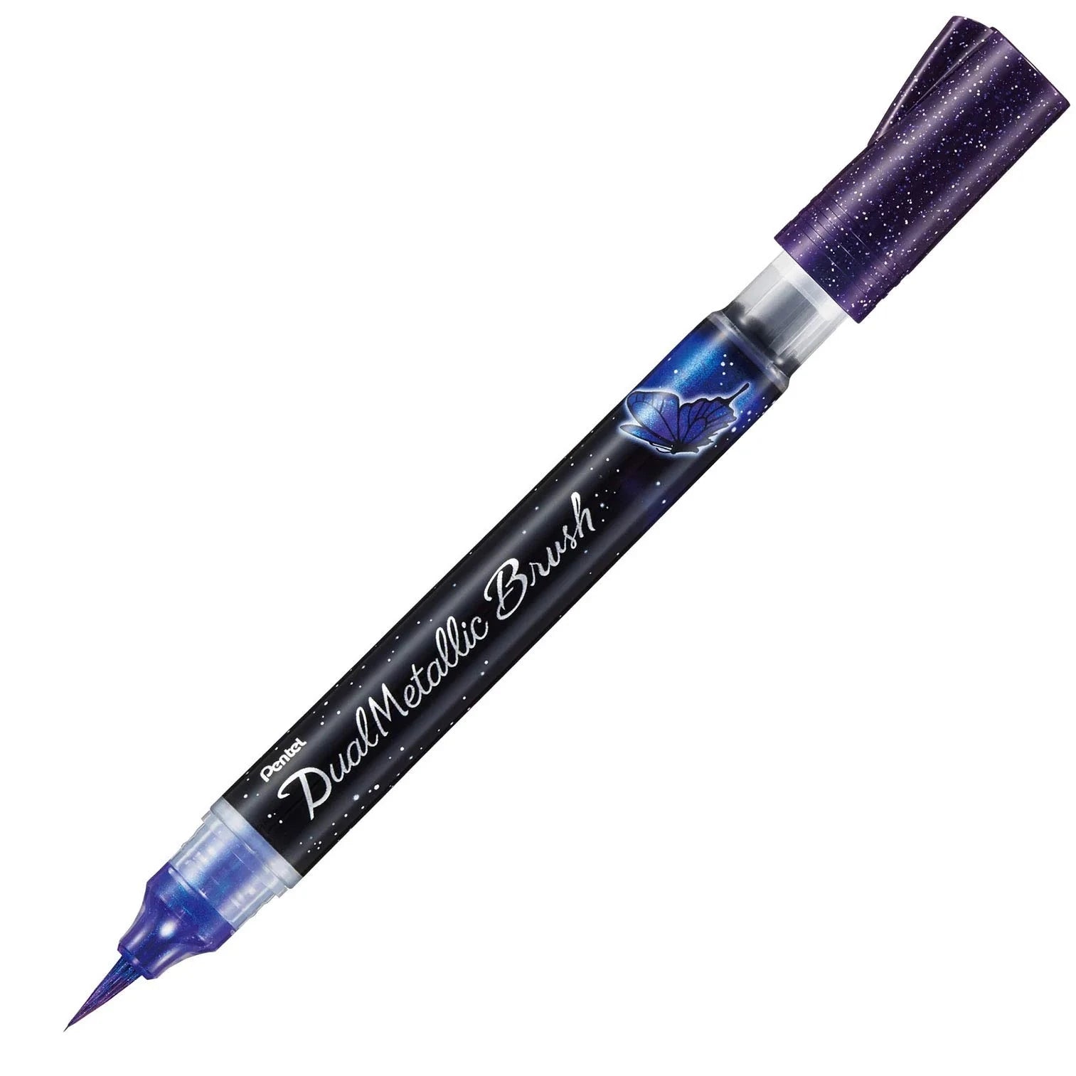 Pentel Dual Metallic Brush Pen Writing & Coloring Pentel Violet and Metallic Blue 
