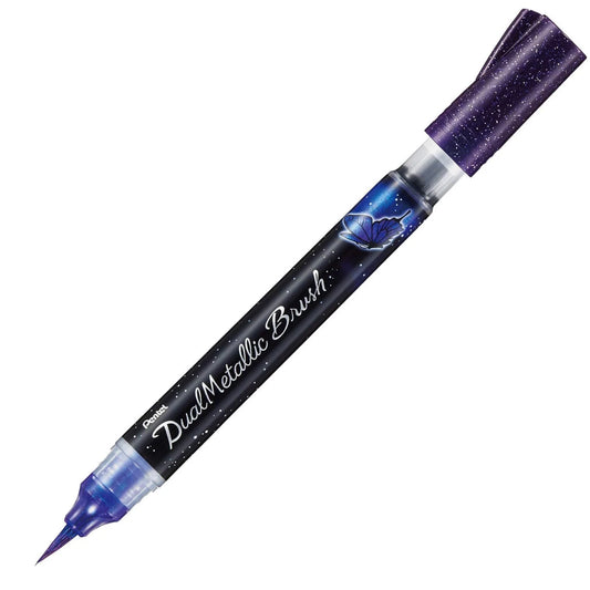 Pentel Dual Metallic Brush Pen Writing & Coloring Pentel Violet and Metallic Blue 