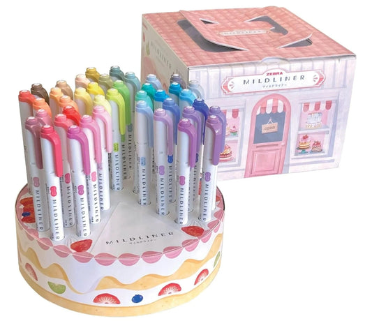 Zebra Mildliners 40 Color Cake-Shaped Highlighter Stand Set - Limited Edition Writing & Coloring Zebra 