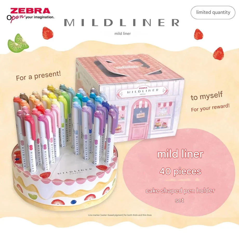 Zebra Mildliners 40 Color Cake-Shaped Highlighter Stand Set - Limited Edition Writing & Coloring Zebra 