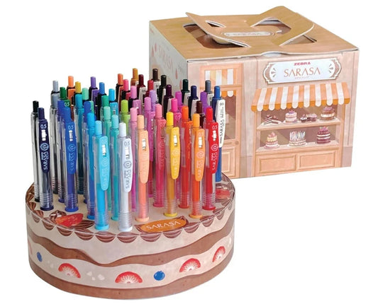Zebra Sarasa Clip 0.5mm Gel Pen 48 Color Cake Shaped Pen Stand Set - Limited Edition Writing & Coloring Zebra 