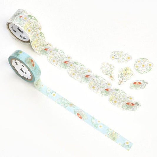 Bande Washi Roll Sticker and Masking Tape - Chamomile Flower Words Washi Tape Bande 