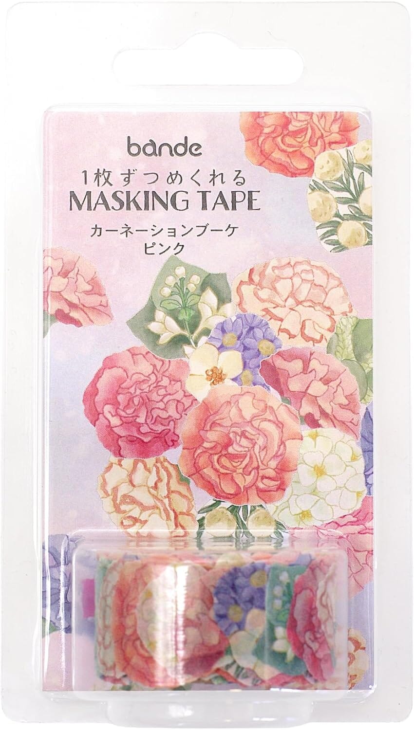Bande Washi Roll Stickers - Carnation Bouquet Pink Washi Tape Bande 