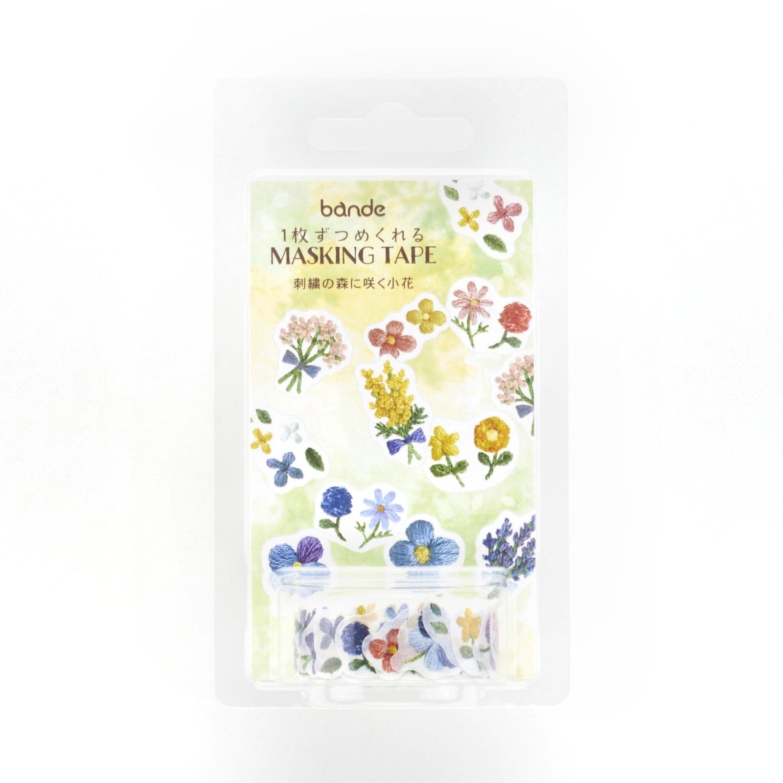 Bande Washi Roll Stickers - Small Flowers Blooming in an Embroidered Forest Washi Tape Bande 