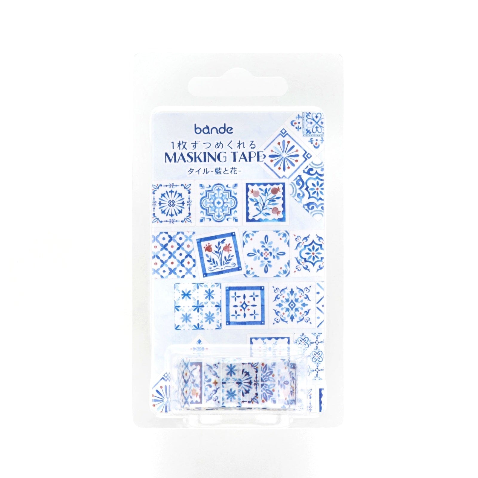 Bande Washi Roll Stickers - Tile Indigo and Flowers Washi Tape Bande 