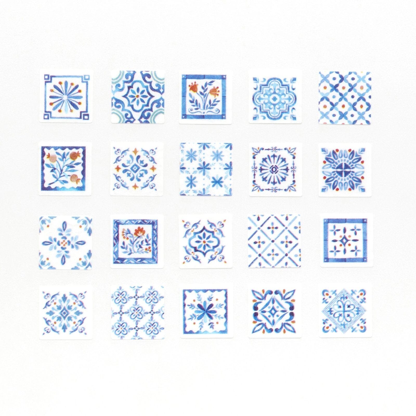 Bande Washi Roll Stickers - Tile Indigo and Flowers Washi Tape Bande 