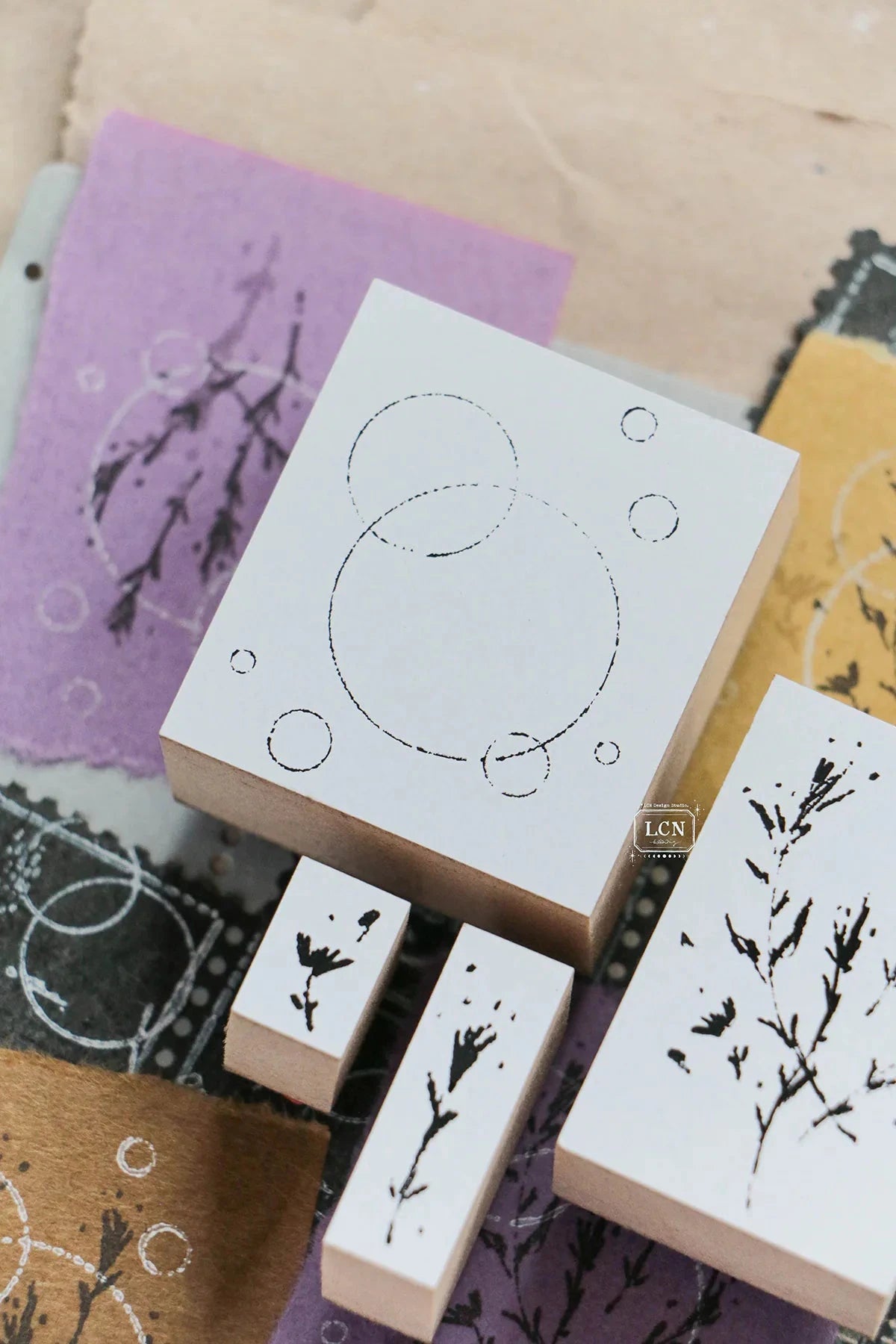 LCN Design Studio Wood Mounted Rubber Stamp - Bubble Background Stamps LCN 