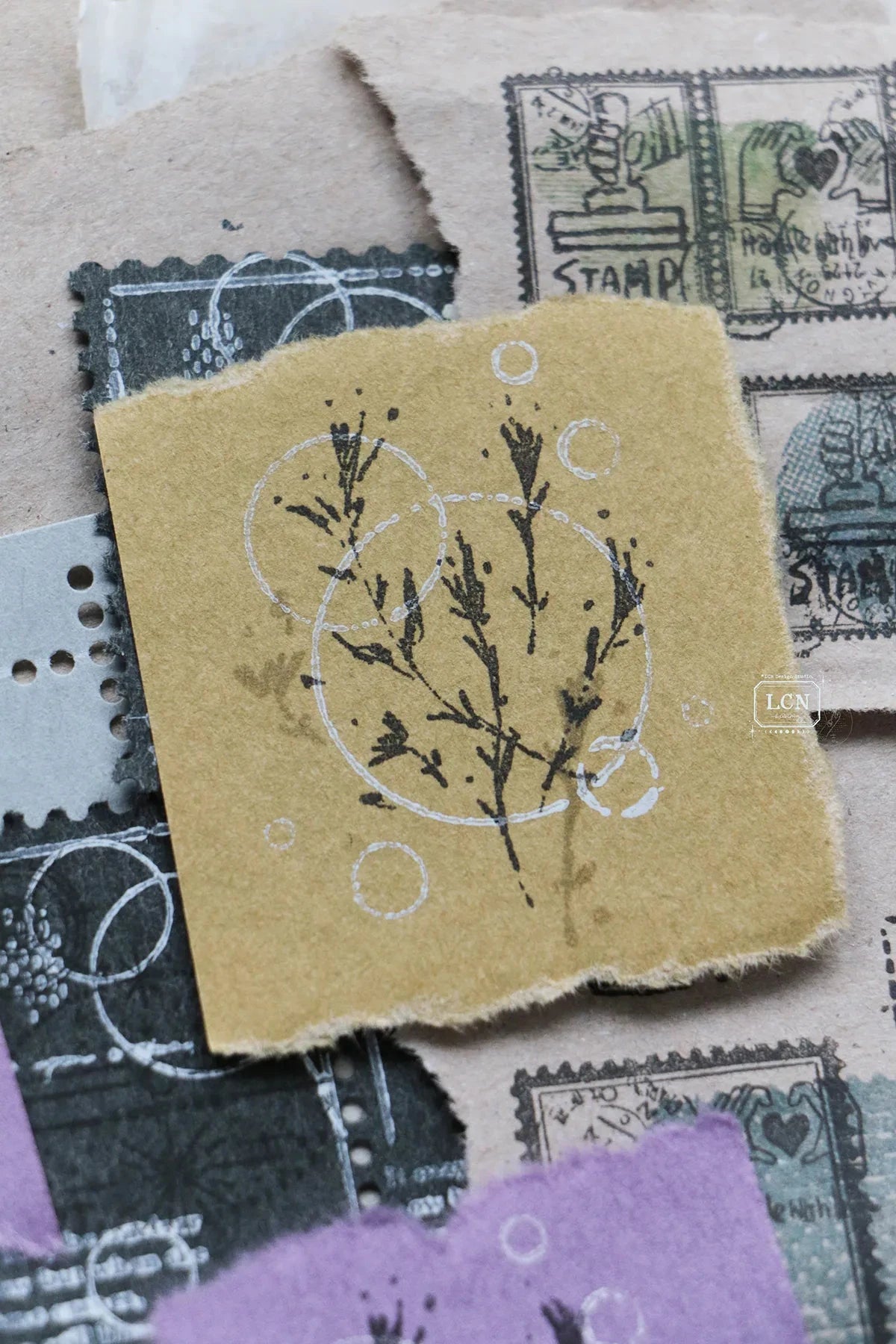 LCN Design Studio Wood Mounted Rubber Stamp - Bubble Background Stamps LCN 