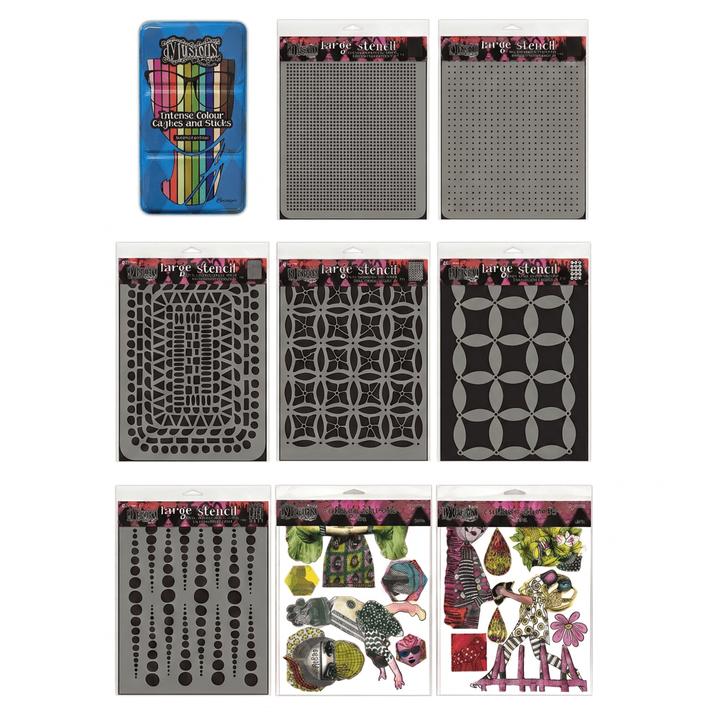Dylusions Stencils, Collage Sheets and Caykes & Sticks Bundle Stencil Dylusions 