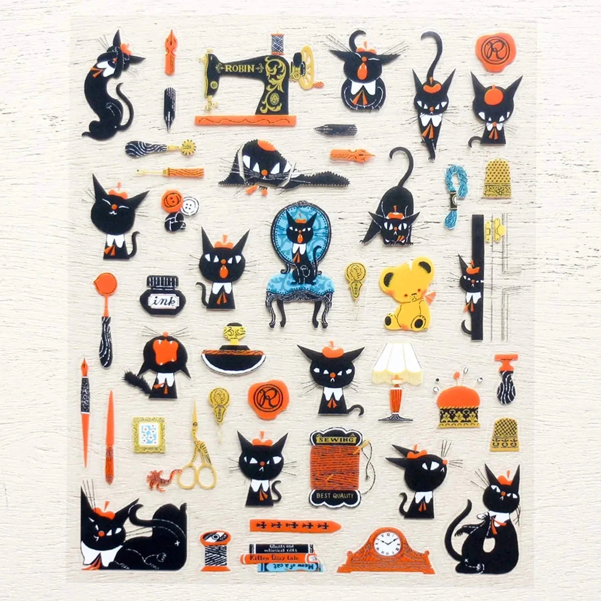 Cozyca Robin Chan Sticker Sheet - Black Cat 2 Surfaces Cozyca 