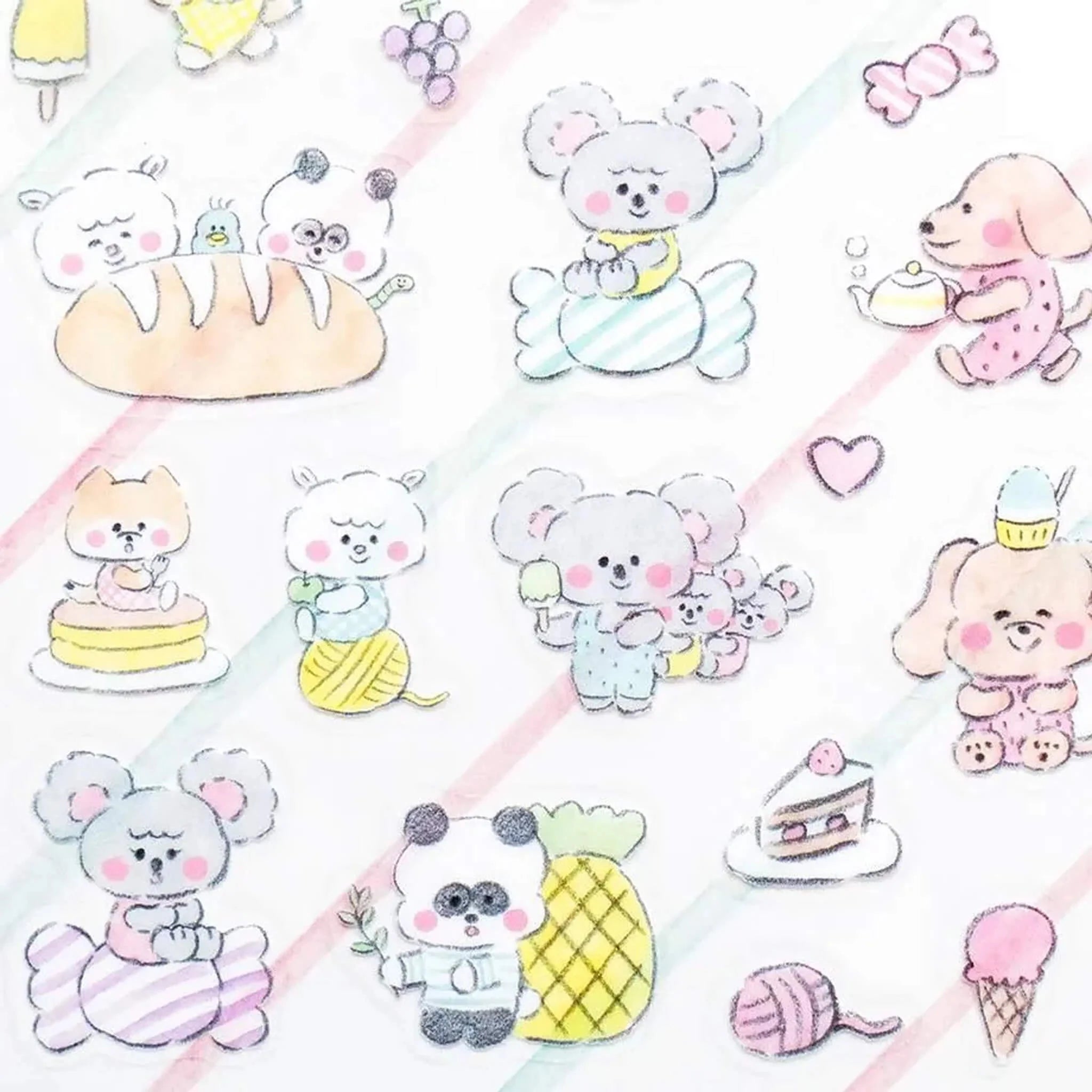 Cozyca Noriyuki Echigawa Sticker Seals - Snacks and Animals Surfaces Cozyca 