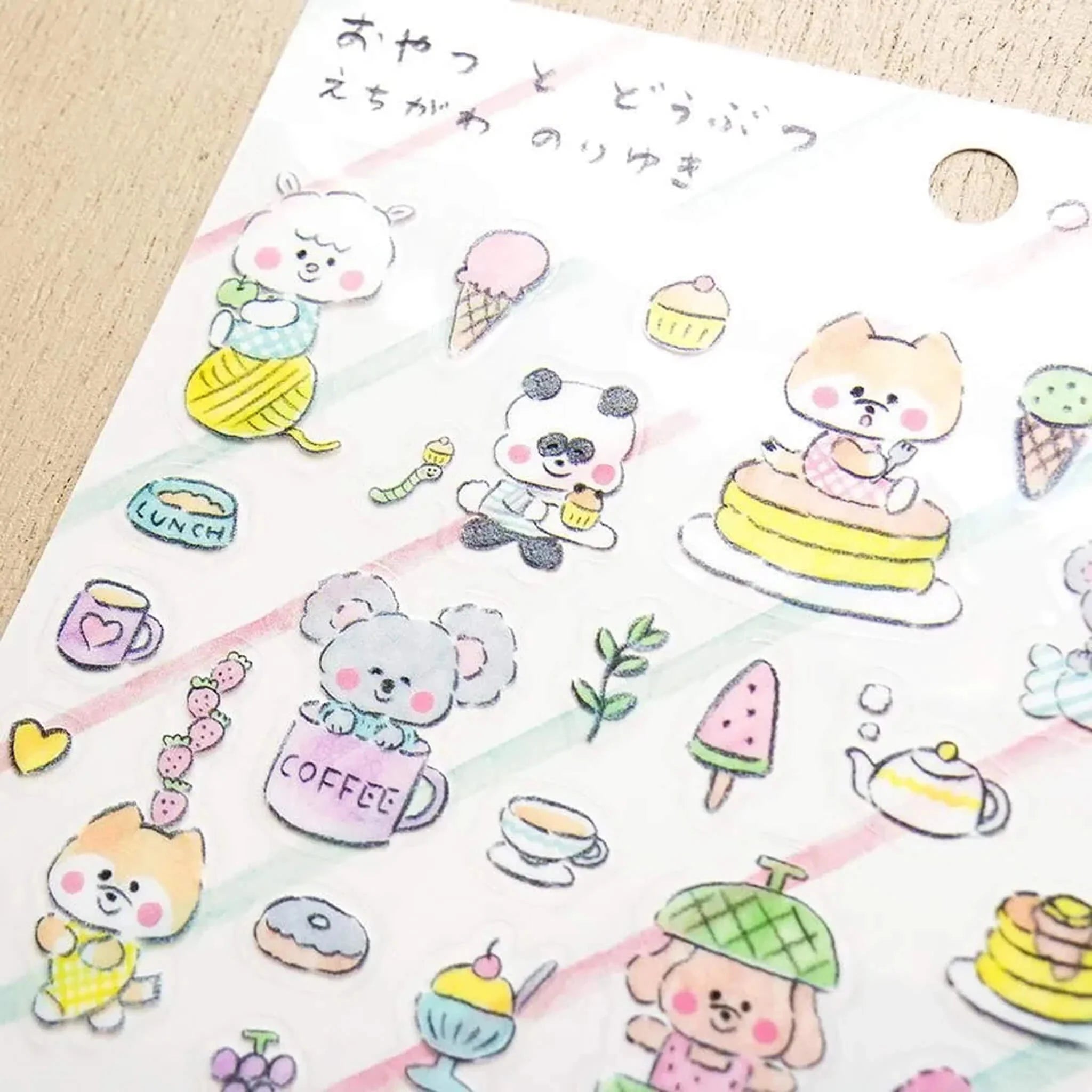 Cozyca Noriyuki Echigawa Sticker Seals - Snacks and Animals Surfaces Cozyca 
