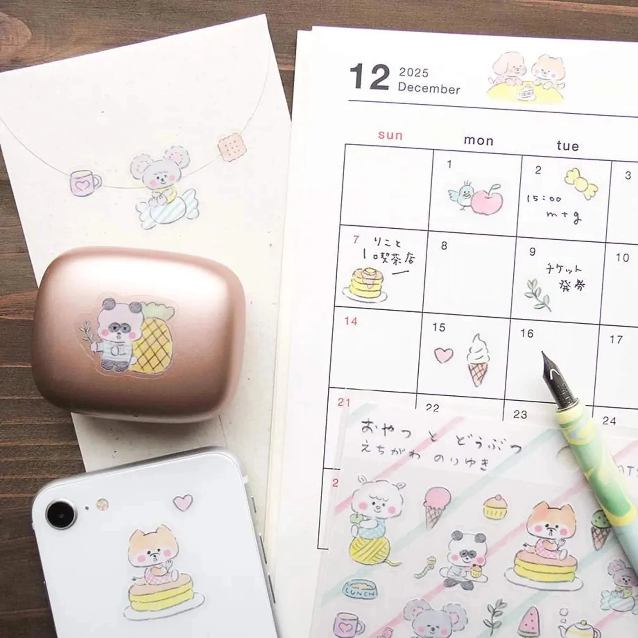 Cozyca Noriyuki Echigawa Sticker Seals - Snacks and Animals Surfaces Cozyca 