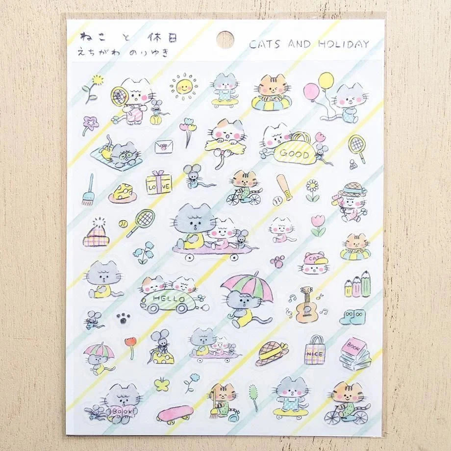 Cozyca Suzuki Narumi Sticker Sheet - Cats and Holiday Surfaces Cozyca 