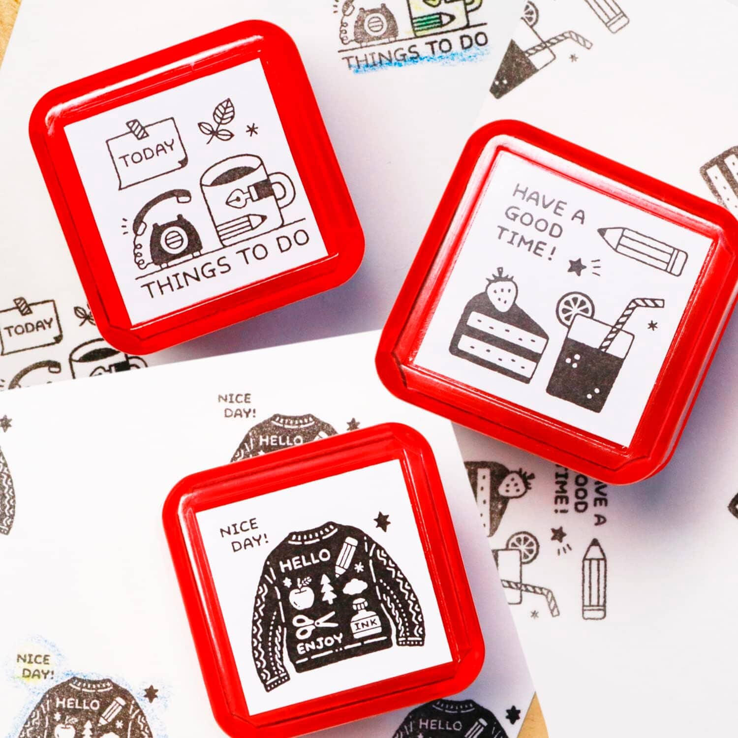 Sanby Eric Small Things Pre-Inked Stamp - Snacks Stamps Sanby 