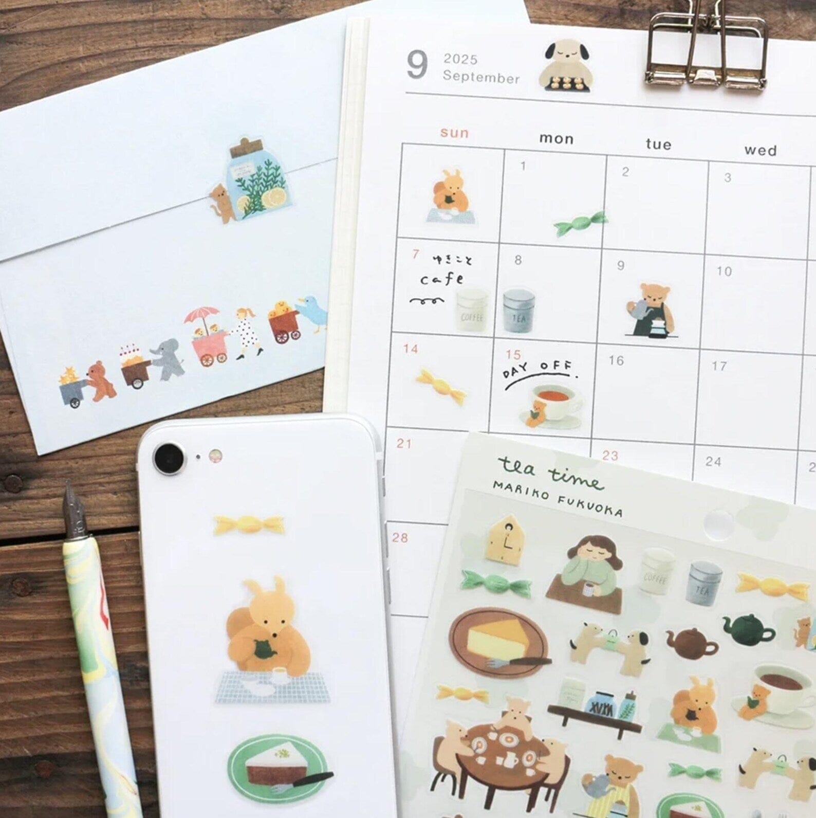Cozyca Mariko Fukuoka Sticker Sheet - Tea Time Surfaces Cozyca 