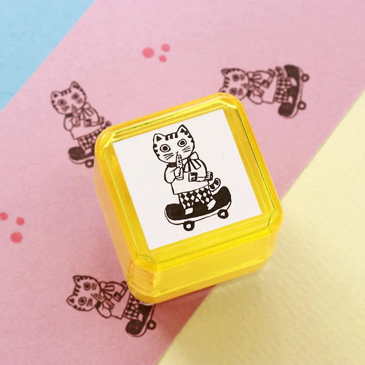 Sanby Yumi Kitagishi Pre-Inked Stamp - Cat Going Out Stamps Sanby 