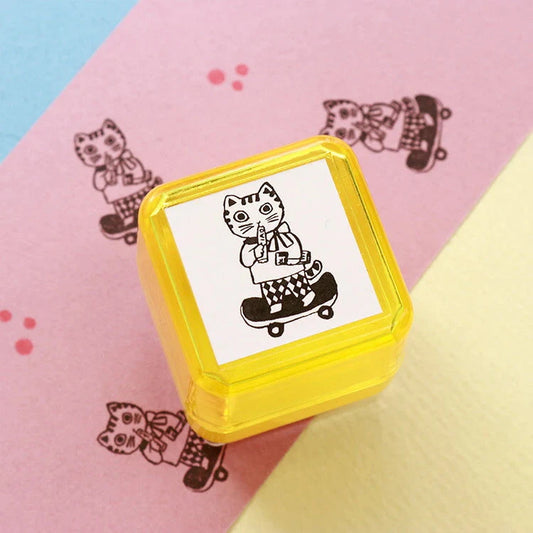 Sanby Yumi Kitagishi Pre-Inked Stamp - Cat Going Out Stamps Sanby 