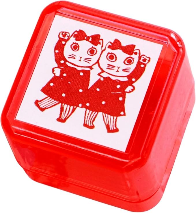 Sanby Yumi Kitagishi Pre-Inked Stamp - Cat Duo Stamps Sanby 