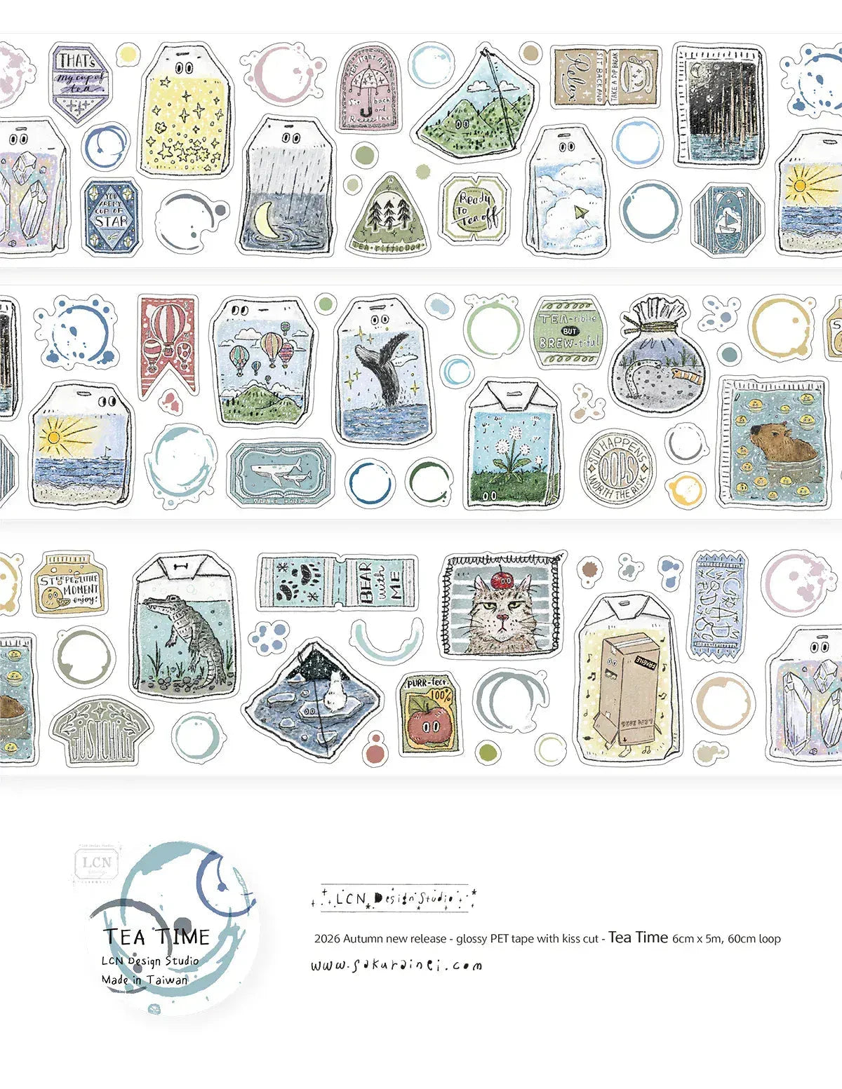 LCN Design Studio Star Kiss Cut Tape - Tea Time Stickers LCN 