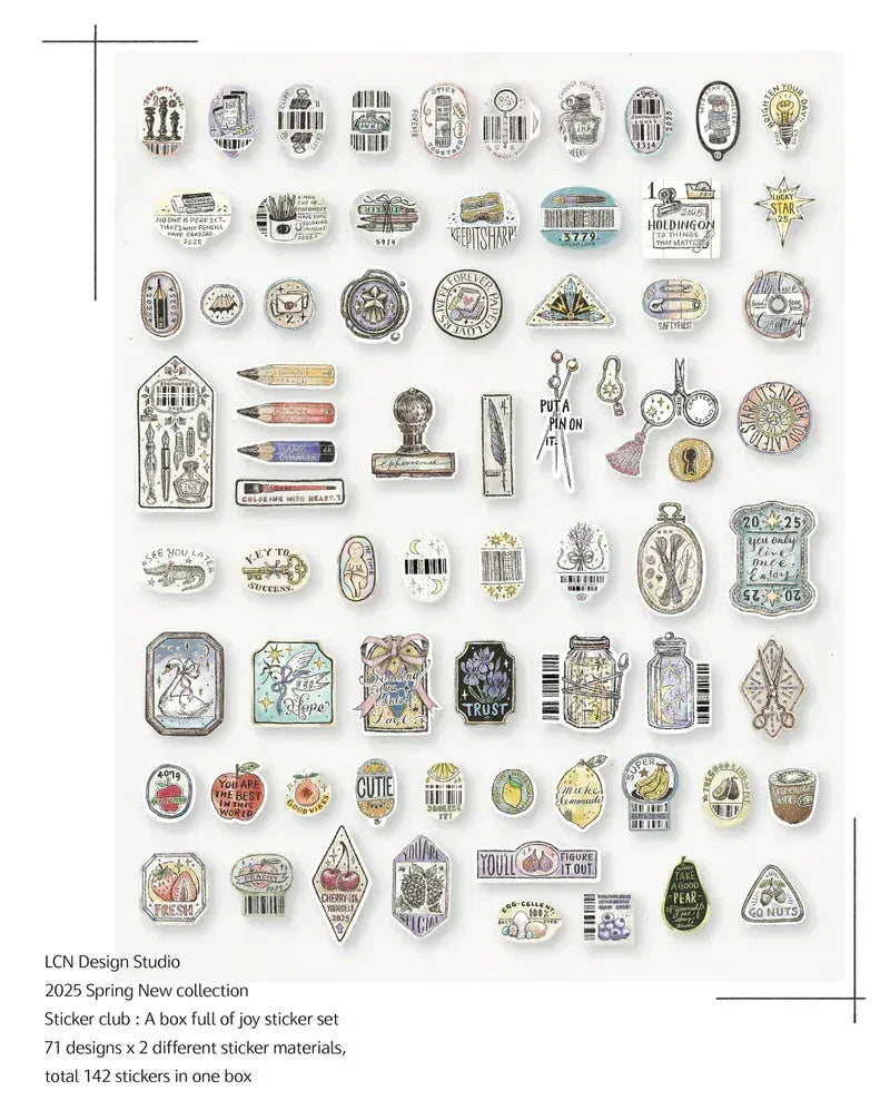 LCN Design Studio Sticker Club - A Box Full of Joy Sticker Set Stamps LCN 
