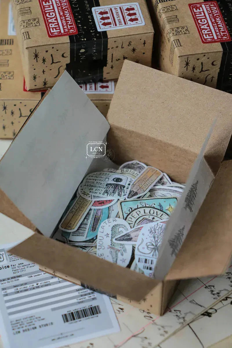 LCN Design Studio Sticker Club - A Box Full of Joy Sticker Set Stamps LCN 