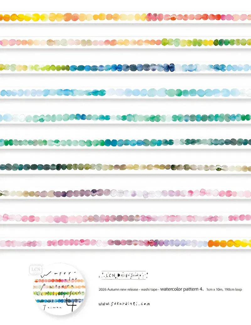 LCN Design Studio Washi Tape - Watercolor Pattern Washi Tape LCN # 4 