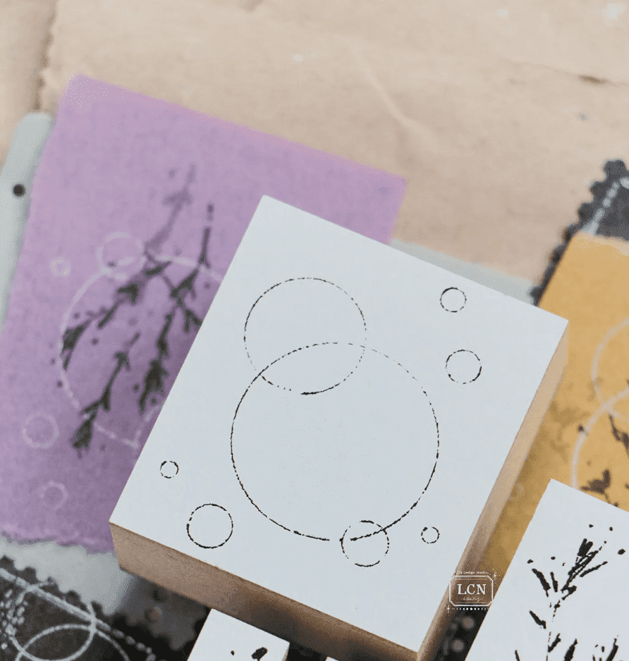 LCN Design Studio Wood Mounted Rubber Stamp - Bubble Background Stamps LCN 