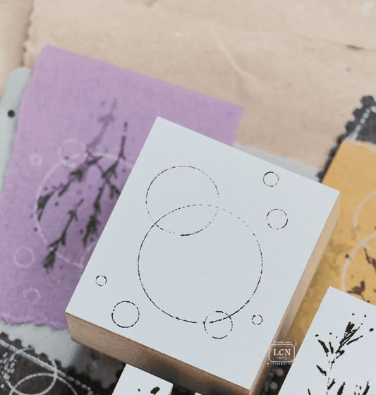LCN Design Studio Wood Mounted Rubber Stamp - Bubble Background Stamps LCN 