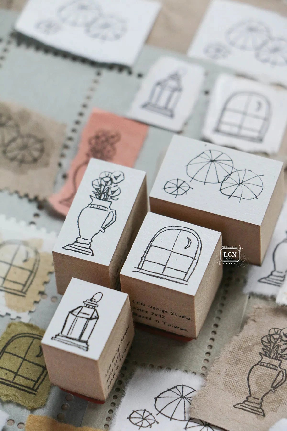 LCN Design Studio Wood Mounted Rubber Stamp - Corner View Set Stamps LCN 
