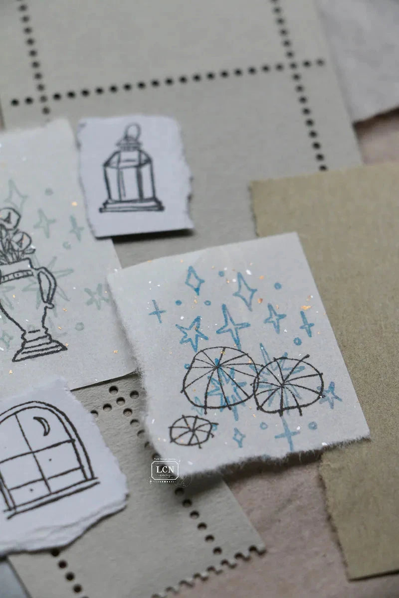 LCN Design Studio Wood Mounted Rubber Stamp - Corner View Set Stamps LCN 