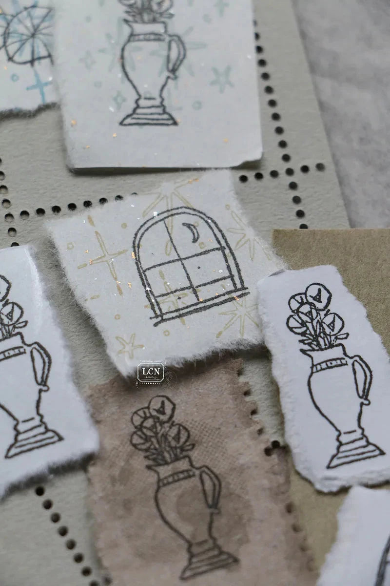 LCN Design Studio Wood Mounted Rubber Stamp - Corner View Set Stamps LCN 
