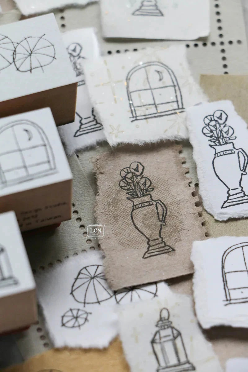 LCN Design Studio Wood Mounted Rubber Stamp - Corner View Set Stamps LCN 