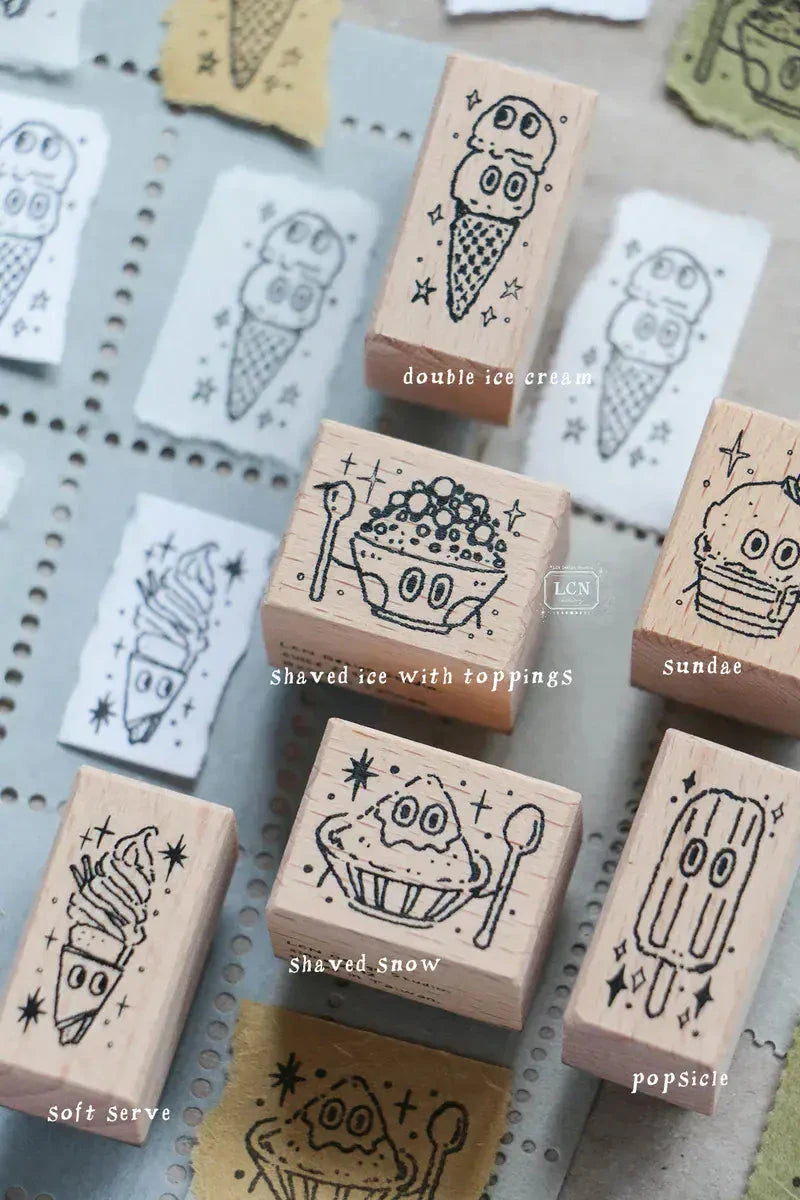 LCN Design Studio Wood Mounted Rubber Stamp - Ice Cream Collection Stamps LCN Double Ice Cream 