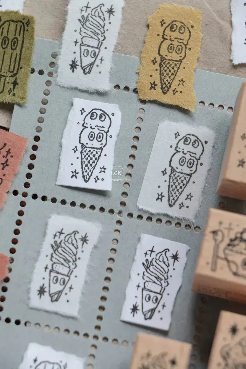 LCN Design Studio Wood Mounted Rubber Stamp - Ice Cream Collection Stamps LCN 