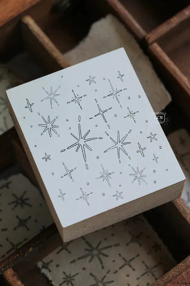 LCN Design Studio Wood Mounted Rubber Stamp - Shiny Stars Stamps LCN 