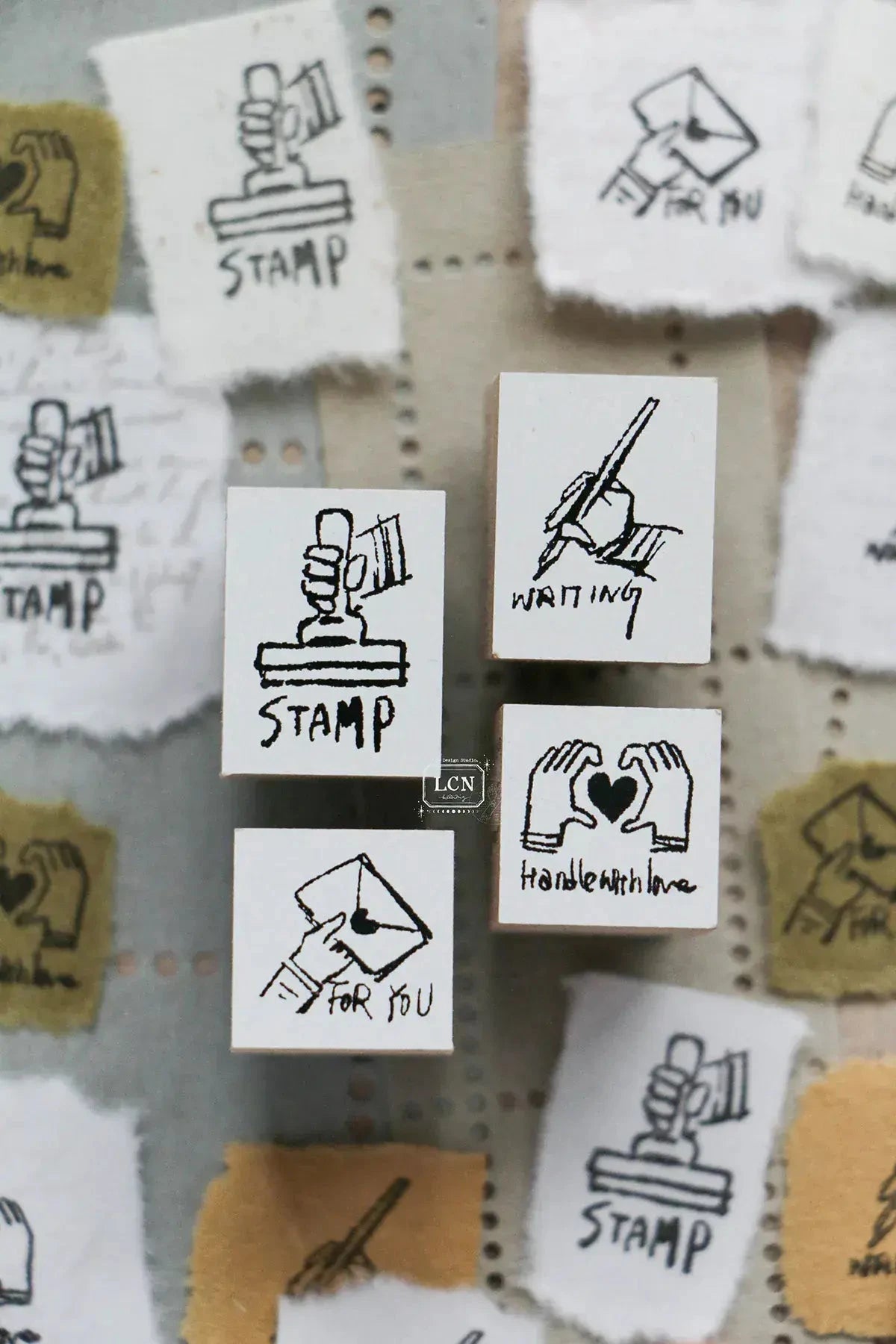LCN Design Studio Wood Mounted Rubber Stamp - Tiny Signs Set Stamps LCN 