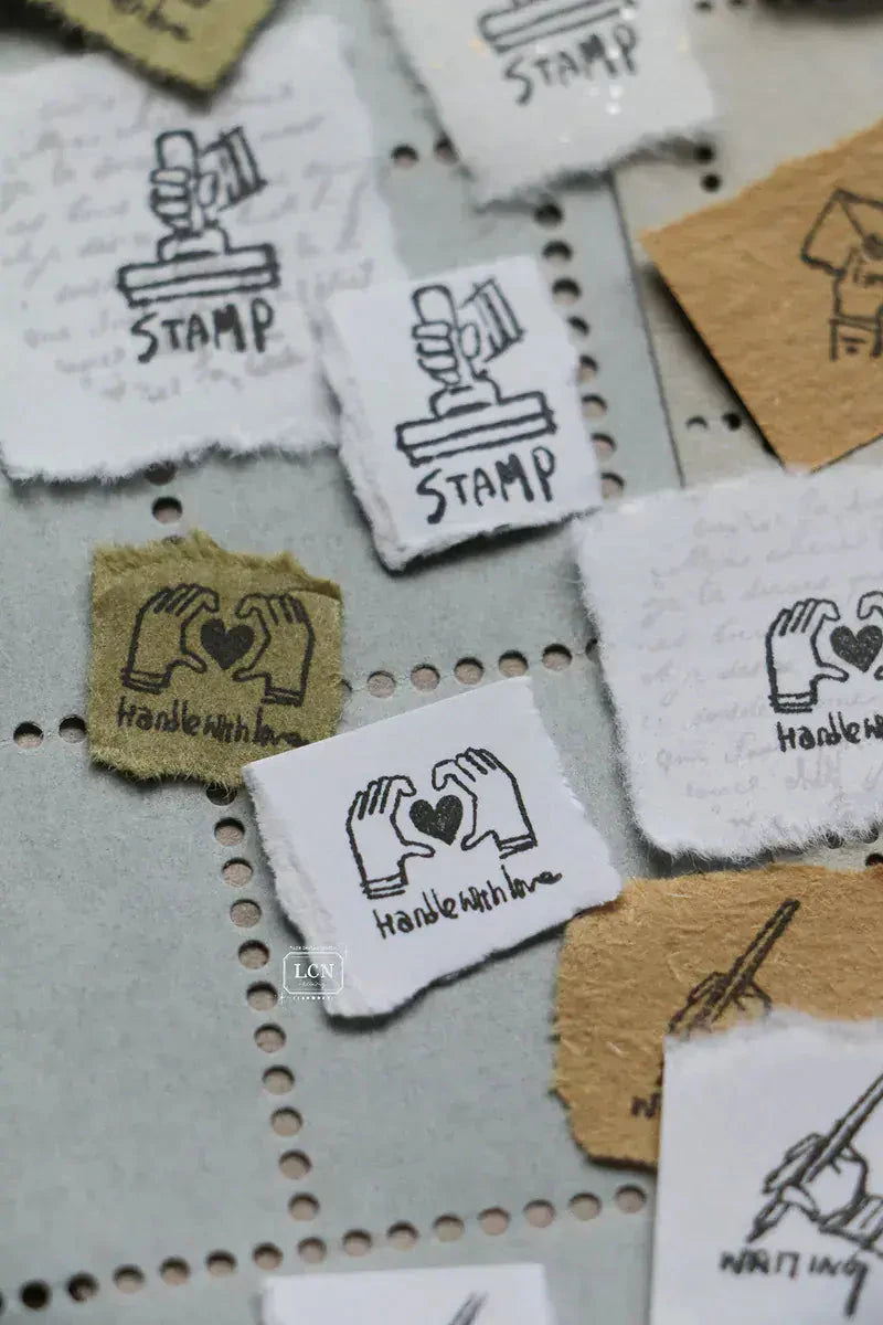 LCN Design Studio Wood Mounted Rubber Stamp - Tiny Signs Set Stamps LCN 